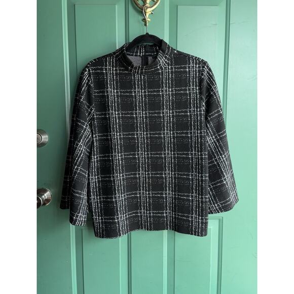 Ann Taylor large Bell Sleeve Back Zip Mock Turtle Neck Top - Picture 2 of 7